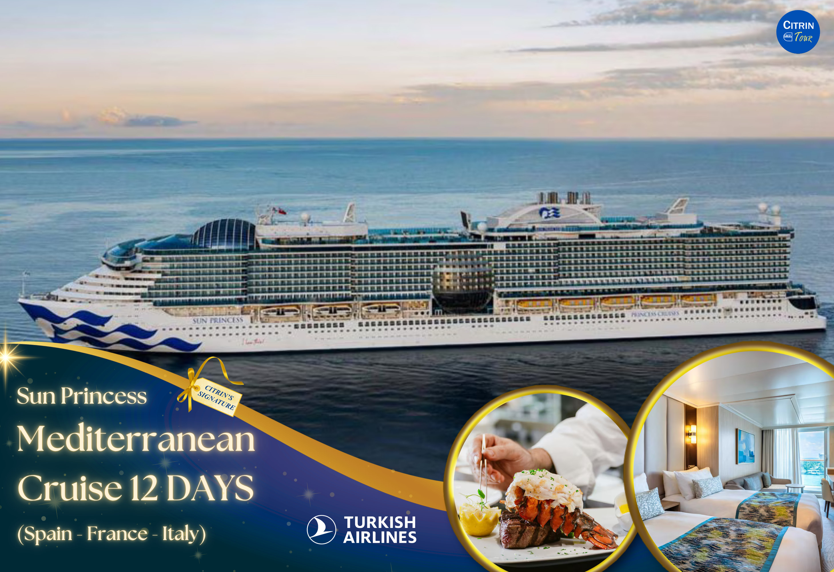 ล่องเรือสำราญสุดหรูหรา 12 วัน (สเปน-ฝรั่งเศส-อิตาลี) 8 - 19 ต.ค. 69